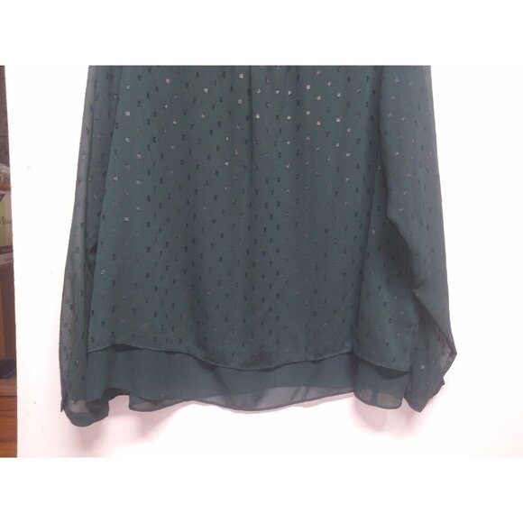 Maurices Tunic Top Womens 3X dark Green Long sleeve sheer dotted V neck pullover - Picture 9 of 13